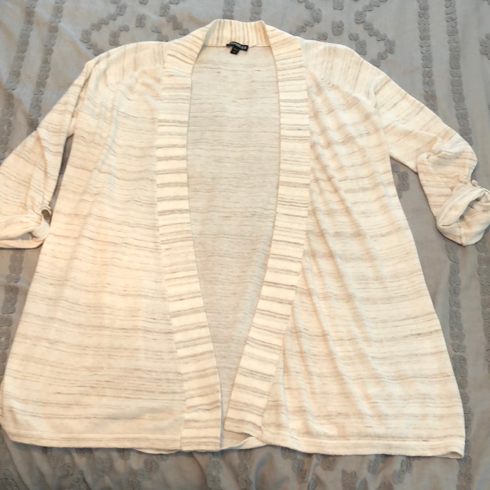 Express cream and tan fly away cardigan
